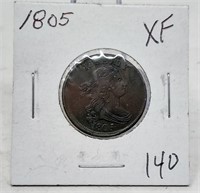 1805 Half Cent XF (No Stems)