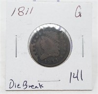 1811 Half Cent G (Die Break)