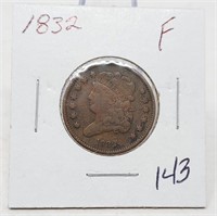 1832 Half Cent F