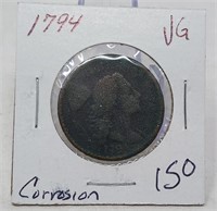 1794 Cent VG (Corrosion)