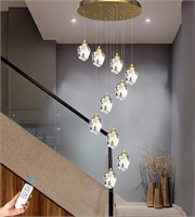 10-Lights Gold Staircase Chandeliers 120inches