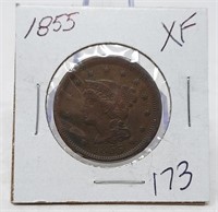 1855 Cent XF