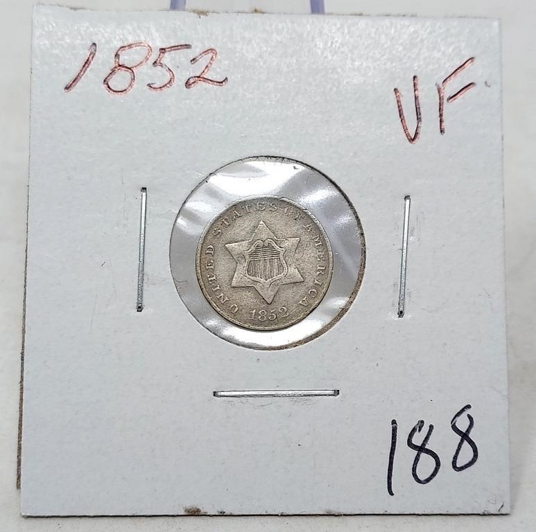 1852 Three Cent Silver VF