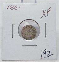 1861 Three Cent Silver XF