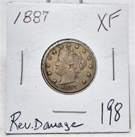 1887 Nickel XF-Reverse Damage