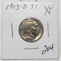1913-D T.1 Nickel XF