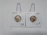 (2) 1938-D Nickels Unc.
