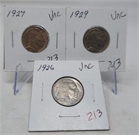 1926, ’27, ’29 Nickels Unc.