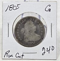 1805 Quarter G (Rim Cut)