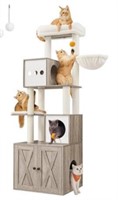 Feandrea Cat Tree with Litter Box Enclosure  2-in-