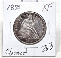 1875 Half Dollar XF-Cleaned