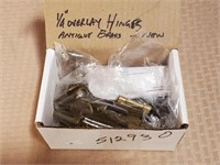 Small Box of Antique 1/4" Overlay Brass Hinges