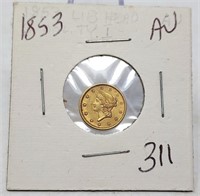1853 $1 Gold AU