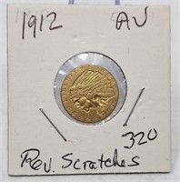 1912 $2 1/2 AU-Reverse Scratches