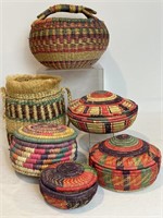 Lot of six handmade African baskets
