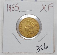 1855 $3 Gold XF