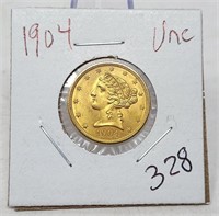 1904 $5 Gold Unc.
