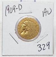 1909-D $5 Gold AU