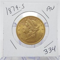 1879-S $20 Gold AU