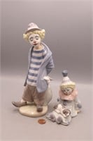 2 Lladro Porcelain Clown Figurines