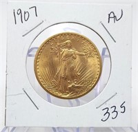 1907 $20 Gold AU