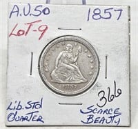1857 Quarter VF