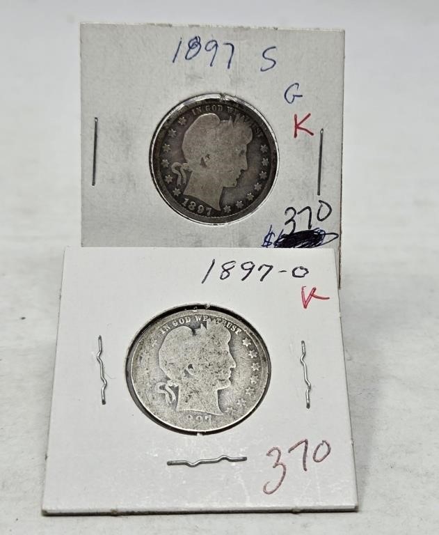 1897-O Quarter AG; 1897-S Quarter G
