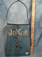 Metal 'Welcome' Wall Pouch, 11" x 9"