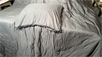 Miulee Black PomPom Fringe Bedspread w/Pillow