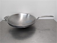 S/S FRY PAN/WOK, 14" - 2 W/ OUT HANDLE