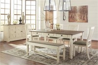 Ashley D647 Bolanburg Table + 4 Chairs & Bench