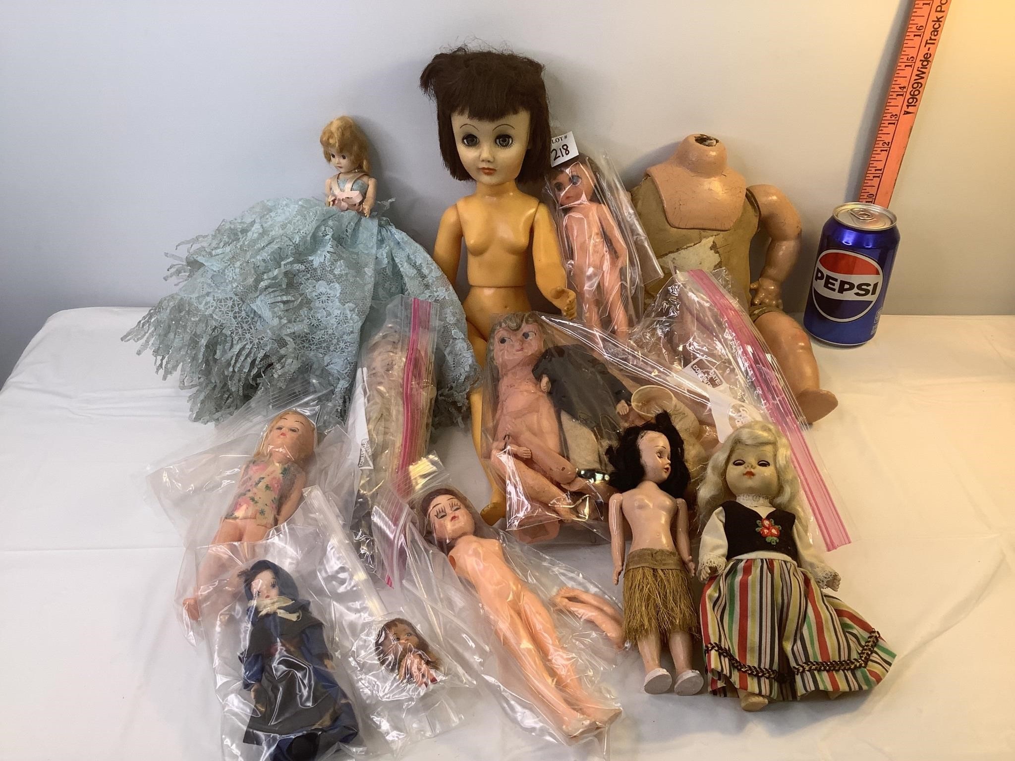 Assorted Vintage Dolls & Doll Parts