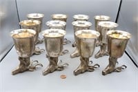 12 S.P. Stag Head Stirrup Goblets