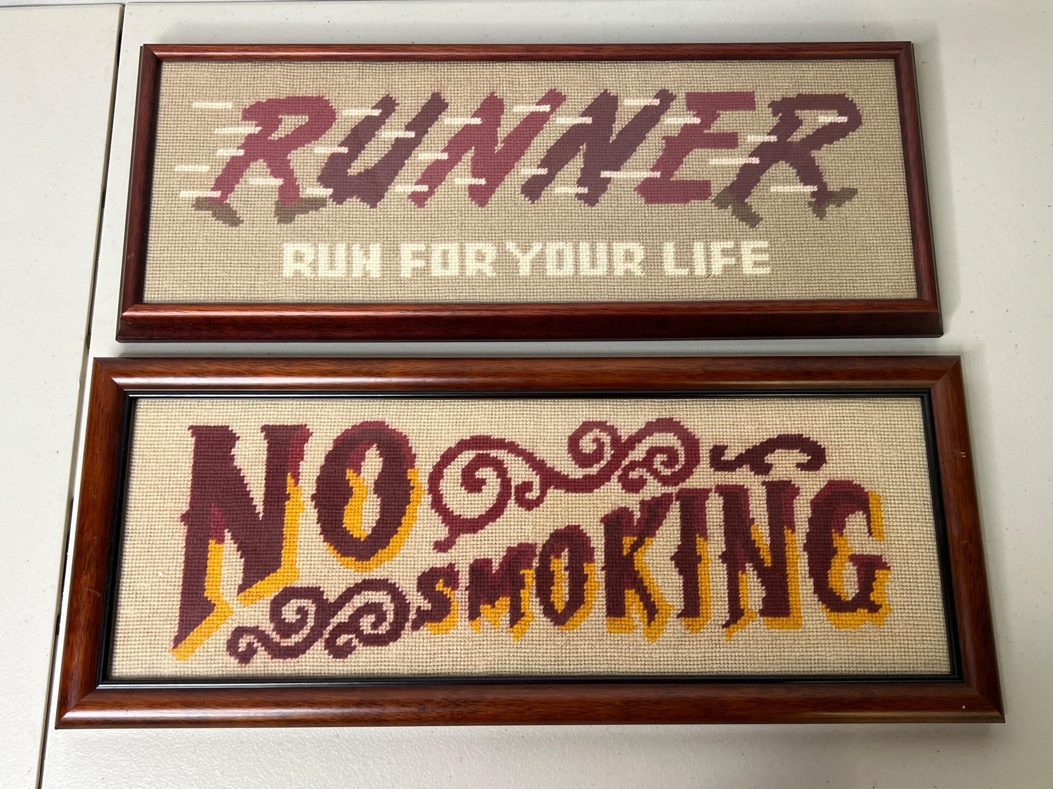 "No Smoking" & "Runner" Framed Signs