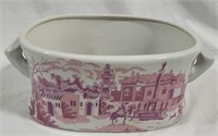 Pink & white transferware large tub