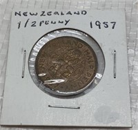 New Zealand 1/2 penny 1957 coin