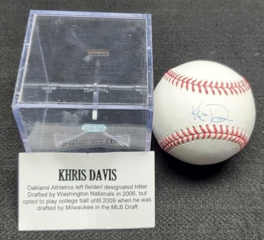 Khris Davis Autographed Baseball
