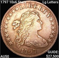 1797 10x6 Stars Lg Letters Draped Bust Dollar CLOS