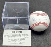 Bob Horner Autographed Baseball