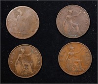 Group of 4 Coins, Great Britain Pennies, 1861, 191