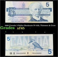 1986 Canada 5 Dollar Banknote P# 95b, Thiessen & C