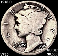 1916-D Mercury Dime LIGHTLY CIRCULATED