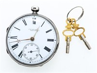 Estate Sterling Silver Pocket Watch - "J.W. Benso