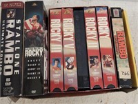 TRAY OF VHS TAPES ROCKY AND RAMBO