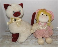 DOLL AND STUFFED CAT