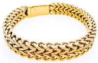 Gold Overlay/Stainless Steel Bracelet, Interfwoven