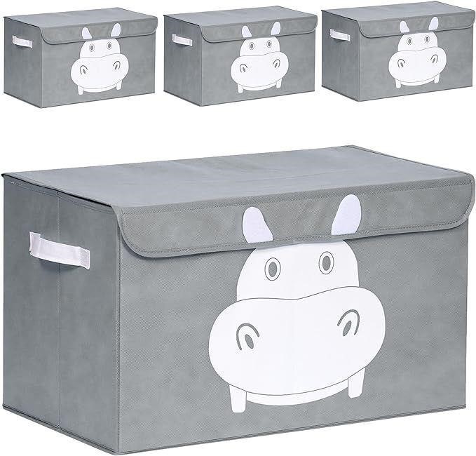 Hippo Toy Storage Box for Boys & Girls - 4 Set