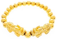24kt Gold Overlay Bead Bracelet - 2 PIXIU - Wealth
