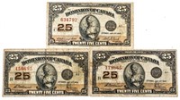 Group of 3 Dominion of Canada 1923 25 Cent Notes -