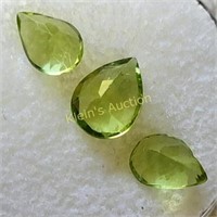 pear shape Peridot 3 gem stones 9 x 55mm & 8 x 5mm